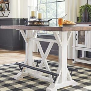 Signature Design by Ashley Valebeck Rustic Farmhouse 36" Counter Height Dining Table, Brown & White