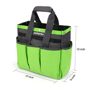 WORKPRO Garden Tool Bag, Garden Tote Storage Bag with 8 Pockets, Home Organizer for Indoor and Outdoor Gardening, Garden Tool Kit Holder (Tools NOT Included), 12" x 12" x 6", Great Gardening Gifts