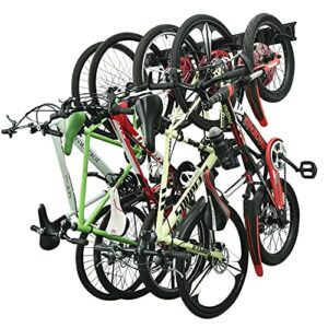 wallmaster bike rack garage stand, wall mount 5 bike hanger storage organization, vertical bicycle hooks for indoor space saving (8 hooks and 3 rails)