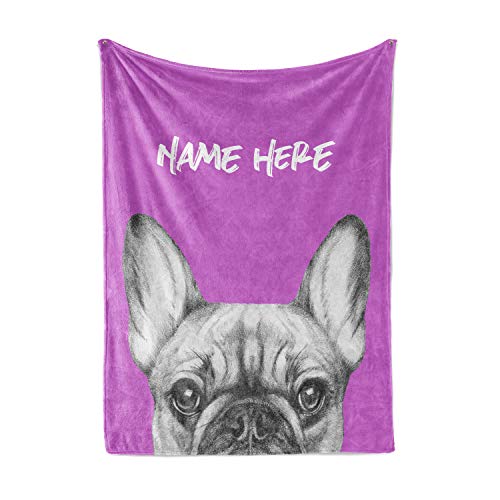 Personalized French Bulldog Fleece Throw Blanket Gifts - Warm Lightweight Extra Large Medium Small Size Frenchie Bull Dog Blankets for Men Women