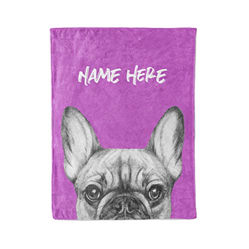 Personalized French Bulldog Fleece Throw Blanket Gifts - Warm Lightweight Extra Large Medium Small Size Frenchie Bull Dog Blankets for Men Women