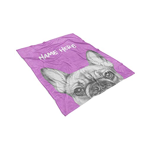 Personalized French Bulldog Fleece Throw Blanket Gifts - Warm Lightweight Extra Large Medium Small Size Frenchie Bull Dog Blankets for Men Women