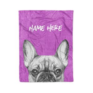 Personalized French Bulldog Fleece Throw Blanket Gifts - Warm Lightweight Extra Large Medium Small Size Frenchie Bull Dog Blankets for Men Women