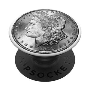 coin tees: 1879 morgan silver dollar design popsockets grip and stand for phones and tablets