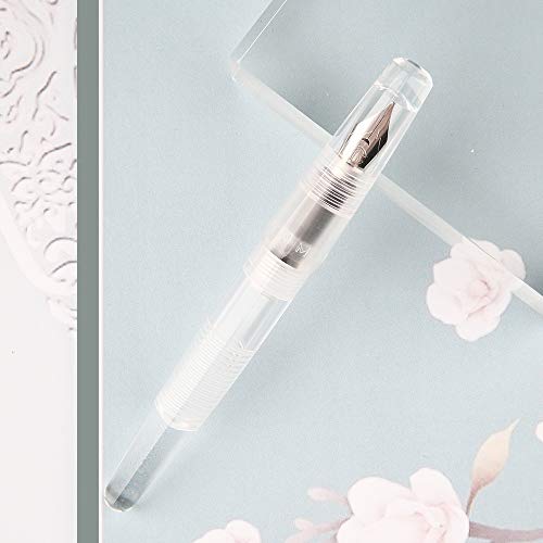 C2 Fountain Pen Fine Nib, Eyedropper Filling, Clear Transparent Acrylic, Large-Capacity Gift Set (Clear Color Only)