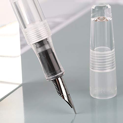 C2 Fountain Pen Fine Nib, Eyedropper Filling, Clear Transparent Acrylic, Large-Capacity Gift Set (Clear Color Only)