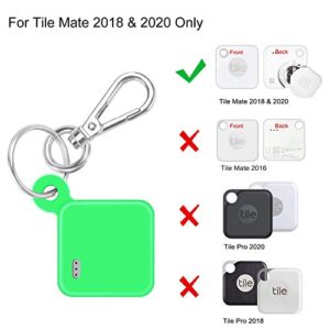 [4 Pack] Fintie Silicone Case with Carabiner Keychain for Tile Mate (2020 & 2018), Anti-Scratch Lightweight Soft Protective Sleeve Skin Cover, Black+Green Glow