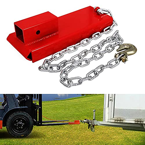 ELITEWILL 2" Forklift Trailer Hitch Receiver Attachment Pallet Forks Towing Adapter with Chain