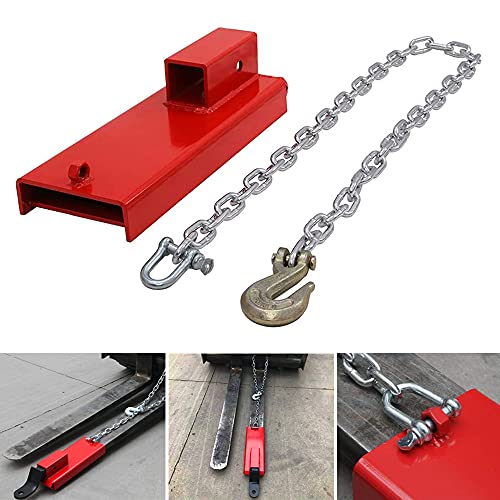 ELITEWILL 2" Forklift Trailer Hitch Receiver Attachment Pallet Forks Towing Adapter with Chain