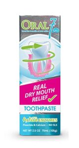 oral7 dry mouth toothpaste containing enzymes with xylitol, moisturizing and teeth whitening toothpaste, promotes gum health and fresh breath, oral care and dry mouth products 2.5oz (2 pack)