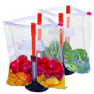 Jokari Suction Cup Fortified Baggy Rack 2 Pack For More Stability When Filling Plastic Freezer Storage Zip Lock Bags. Sturdy Clips Hold Containers Open to Pour Leftovers and Meal Prep Ingredients.