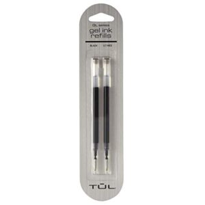 tul gel pen refills, medium point, 0.7 mm, black ink, pack of 2 refills