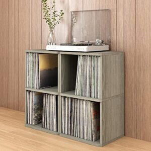 Way Basics Vintage Vinyl Record Cube 2-Shelf Storage, Organizer - Fits 170 LP Albums (Tool-Free Assembly and Uniquely Crafted from Sustainable Non Toxic zBoard Paperboard) Grey