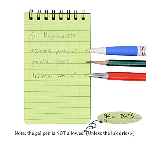 RETON 10 Pack Waterproof Notebook, 3 x 5 Inches Pocket Notepad, All-Weather Memo Pads with Top-Spiral, Tactical Steno Pads with Grid for Outdoor Activity Recording (Army Green)