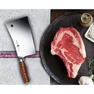 TUO Meat Cleaver - Heavy Duty Meat Chopper - High Carbon German Stainless Steel Butcher Knife - Pakkawood Handle Kitchen Chopping Knife - Gift Box - 7 - Fiery Phoenix Series