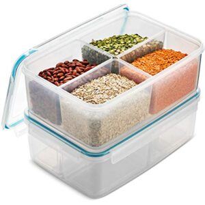 komax biokips large food storage container w/4 nestable compartments – food containers for grains, beans, sugar, & rice storage – airtight rice container – bpa-free food storage containers (175 oz)