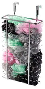 basicwise cabinet metal plastic grocery bag storage holder, chrome, measurements: 8" w x 3. 75" d x 15. 75" h