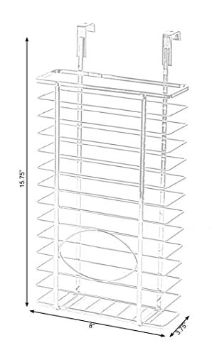 Basicwise Cabinet Metal Plastic Grocery Bag Storage Holder, Chrome, Measurements: 8" W x 3. 75" D x 15. 75" H