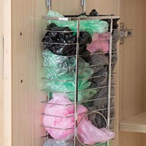 Basicwise Cabinet Metal Plastic Grocery Bag Storage Holder, Chrome, Measurements: 8" W x 3. 75" D x 15. 75" H