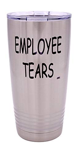 Rogue River Tactical Funny Employee Tears Large 20 Ounce Travel Tumbler Mug Cup w/Lid Sarcastic Work Gift For Boss Manager or Supervisor