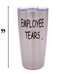 Rogue River Tactical Funny Employee Tears Large 20 Ounce Travel Tumbler Mug Cup w/Lid Sarcastic Work Gift For Boss Manager or Supervisor