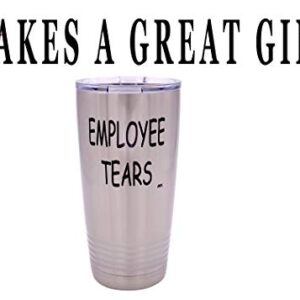 Rogue River Tactical Funny Employee Tears Large 20 Ounce Travel Tumbler Mug Cup w/Lid Sarcastic Work Gift For Boss Manager or Supervisor