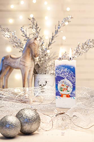 Flatyz Candles Winter Birds White Candle - Flat, Decorative, Hand Painted Candle Gifts for Women or Men - 6 inches