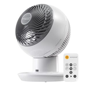 iris usa woozoo oscillating fan, vortex fan, dc motor quiet and eco friendly, remote equipped 8-in-1 fan w/ timer/ multi oscillation/ air circulator/ 10 speed settings, large white