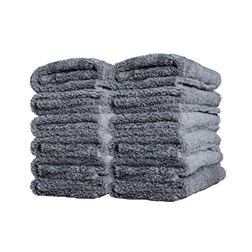 Adam's Borderless Grey Edgeless Microfiber Towel - Premium Quality 480gsm, 16 x 16 inches Plush Microfiber - Delicate Touch for The Most Delicate Surfaces (12 Pack)