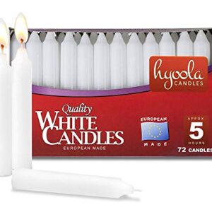 Hyoola White Candles - Short Candlesticks - 6 Inch Candle Sticks (15cm) - 5 Hour Burn Time (72 Pack), European Made