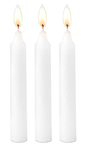 Hyoola White Candles - Short Candlesticks - 6 Inch Candle Sticks (15cm) - 5 Hour Burn Time (72 Pack), European Made