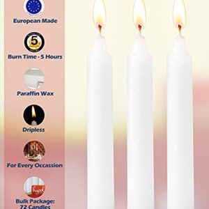 Hyoola White Candles - Short Candlesticks - 6 Inch Candle Sticks (15cm) - 5 Hour Burn Time (72 Pack), European Made