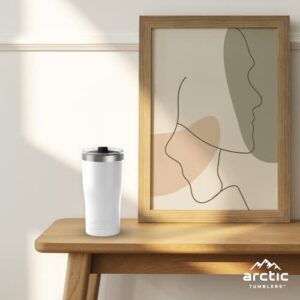 Arctic Tumblers | 30 oz Matte White Insulated Tumbler with Straw & Cleaner - Retains Temperature up to 24hrs - Non-Spill Splash Proof Lid, Double Wall Vacuum Technology, BPA Free & Built to Last