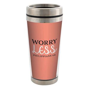 Pray More Worry Less Stainless Steel 16 oz Travel Mug with Lid