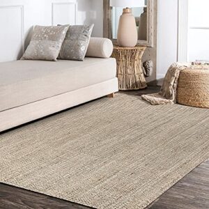 JONATHAN Y NRF102B-8 Pata Hand Woven Chunky Jute Light Ivory 8 ft. x 10 ft. Area-Rug, Farmhouse, Easy-Cleaning, for Bedroom, Kitchen, Living Room,