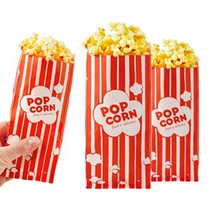 1 oz paper popcorn bags bulk (500 pack) small red & white pop-corn bag disposable for carnival themed party, movie night, halloween, popcorn machine accessories & supplies, individual servings