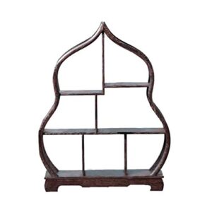 heallily office shelf chinese wooden assemble display curio cabinets shelf for home decoration without ornaments (cucurbit shape) wall mounted bookshelves