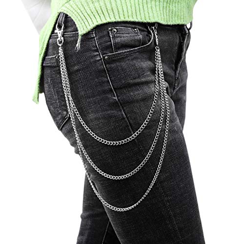 Anezus 3pcs Belt Chain, Pocket Chain, Chains for Wallet, Pants, Jeans, Goth Accessories for Eboy, Egirl, Men and Women