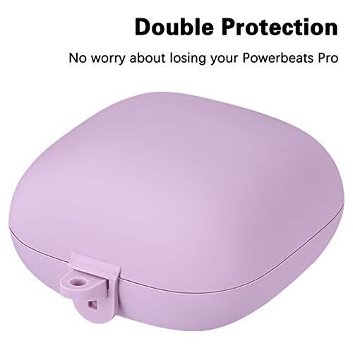 GEAK Portable Powerbeats Pro Case, 360° Protection Shockproof Soft Silicone Cover with Keychain Compatible for Beats Powerbeats Pro 2019, Lavender