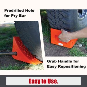 SECURITYMAN Heavy Duty Wheel Chocks (2 Pack) - Durable, Non-Slip, Solid Rubber Wheel Chocks for Boat Trailers, RV, Truck, Camper - Perfect on All Surfaces and in All Weather - Orange