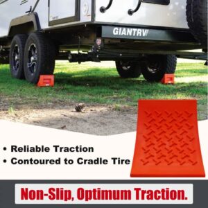 SECURITYMAN Heavy Duty Wheel Chocks (2 Pack) - Durable, Non-Slip, Solid Rubber Wheel Chocks for Boat Trailers, RV, Truck, Camper - Perfect on All Surfaces and in All Weather - Orange