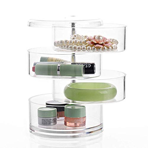 Stratalife Hair Accessories Organizer Acrylic Jewelry Organizer Hair Tie Container Small Jewelry Box 4 Layers Storage Box Hair Accessory Container Rotatable Organizer Drawer for Women Girls