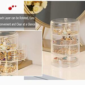 Stratalife Hair Accessories Organizer Acrylic Jewelry Organizer Hair Tie Container Small Jewelry Box 4 Layers Storage Box Hair Accessory Container Rotatable Organizer Drawer for Women Girls