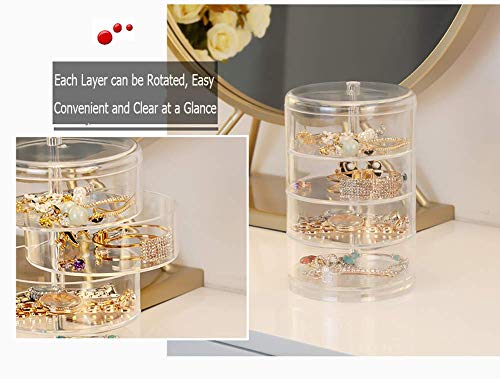 Stratalife Hair Accessories Organizer Acrylic Jewelry Organizer Hair Tie Container Small Jewelry Box 4 Layers Storage Box Hair Accessory Container Rotatable Organizer Drawer for Women Girls