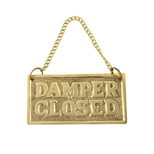 Treasure Gurus Solid Brass Hanging Open Closed Damper Sign Vintage Metal Fireplace Home Decor