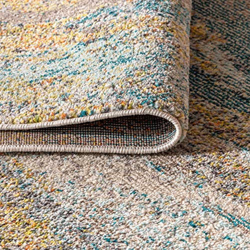 JONATHAN Y CTP106A-3 Contemporary POP Modern Abstract Vintage Waterfall Blue/Brown/Orange 3 ft. x 5 ft. Area-Rug, Bohemian,Easy-Cleaning,ForBedroom,Kitchen,LivingRoom, Non Shedding