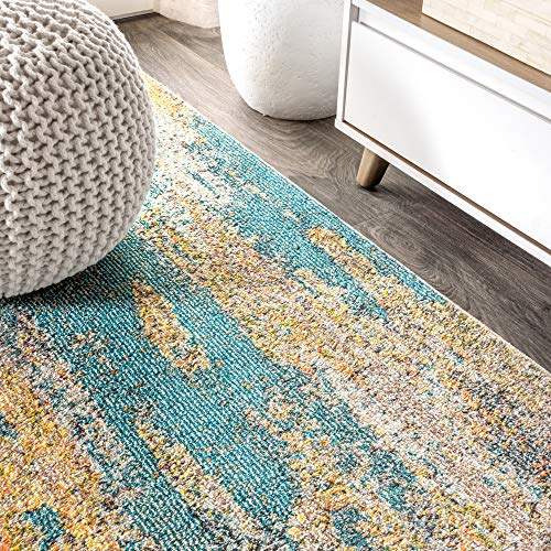 JONATHAN Y CTP106A-3 Contemporary POP Modern Abstract Vintage Waterfall Blue/Brown/Orange 3 ft. x 5 ft. Area-Rug, Bohemian,Easy-Cleaning,ForBedroom,Kitchen,LivingRoom, Non Shedding