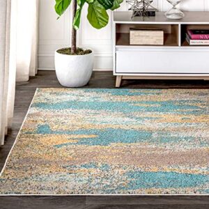 JONATHAN Y CTP106A-3 Contemporary POP Modern Abstract Vintage Waterfall Blue/Brown/Orange 3 ft. x 5 ft. Area-Rug, Bohemian,Easy-Cleaning,ForBedroom,Kitchen,LivingRoom, Non Shedding