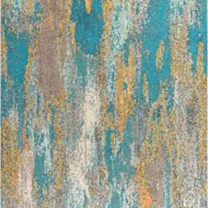 JONATHAN Y CTP106A-3 Contemporary POP Modern Abstract Vintage Waterfall Blue/Brown/Orange 3 ft. x 5 ft. Area-Rug, Bohemian,Easy-Cleaning,ForBedroom,Kitchen,LivingRoom, Non Shedding