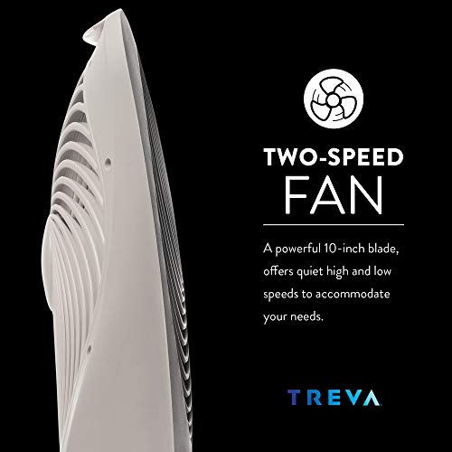 Treva 10-Inch Portable Desktop Battery Fan, Powered by Battery and/or AC Adapter - Air Circulating with 2 Cooling Speeds - 2 Pack